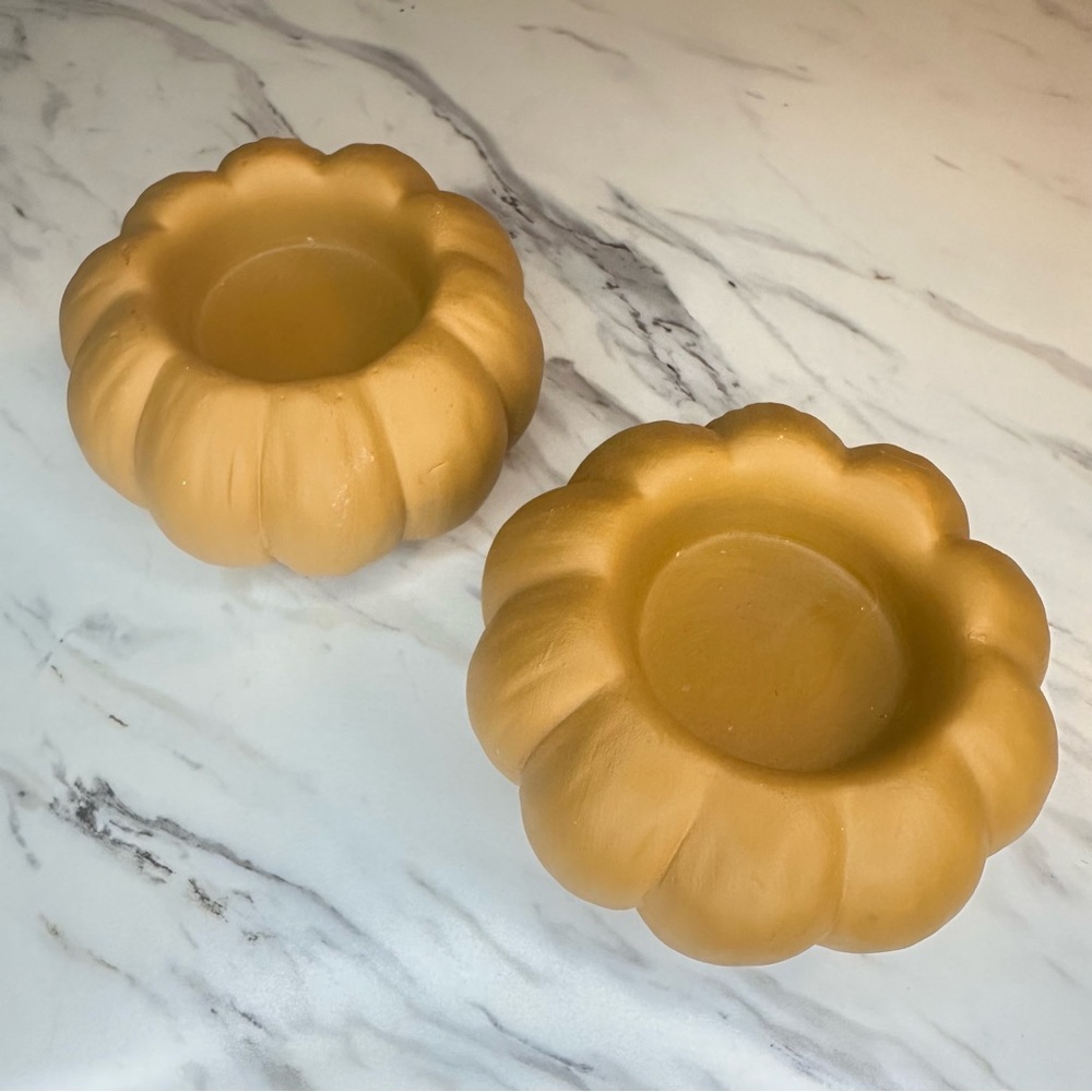 Pumpkin Shaped Fall Candle Holders 2pc - Burnt Orange